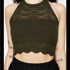 Disturbia Dark Green Knit Crop Top
